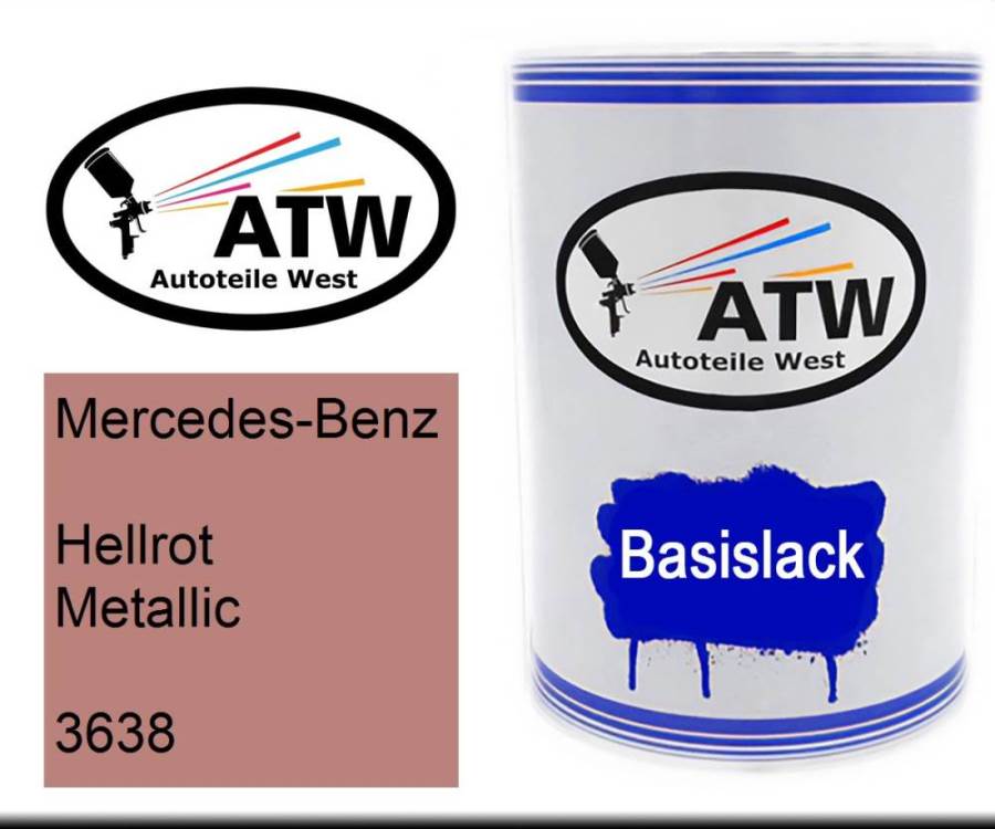 Mercedes-Benz, Hellrot Metallic, 3638: 500ml Lackdose, von ATW Autoteile West.